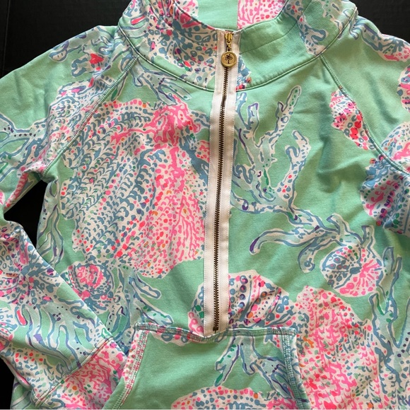 Lilly Pulitzer Half Zip Pullover S Women Vibrant Pattern Cotton Blend - Picture 2 of 4